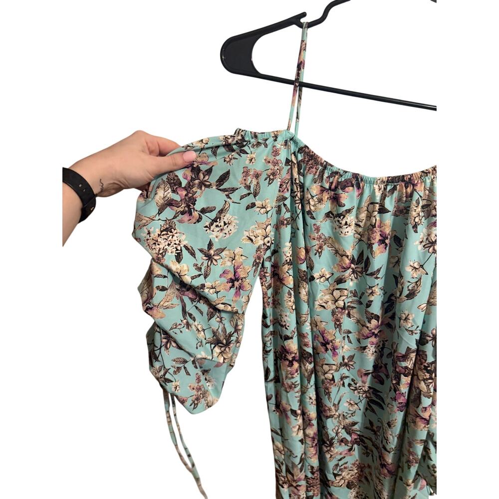 Easel Women's Cold Shoulder Blue Floral Spring Dress NWT - Picture 3 of 8